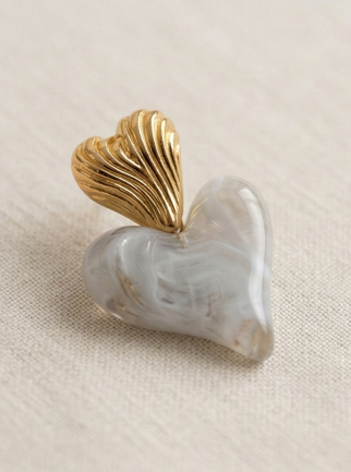 Resin Double Heart Drop Earrings