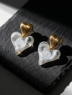 Resin Double Heart Drop Earrings