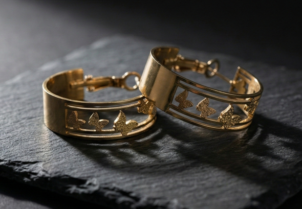 Gold Butterfly Cutout Wide Hoop Earrings