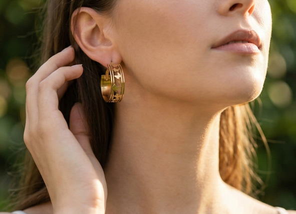 Gold Butterfly Cutout Wide Hoop Earrings