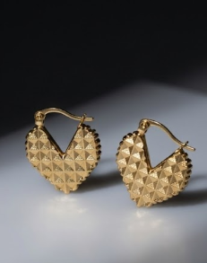 Golden Heart Quilted Hoop Earrings