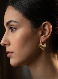 Golden Heart Quilted Hoop Earrings