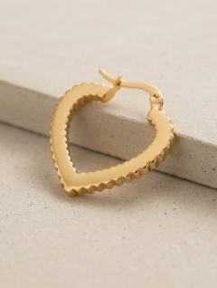 Gold Scalloped Heart Hoop Earrings