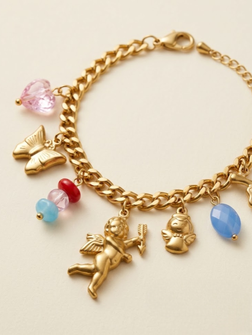 Celestial Cherub Gold Charm Bracelet