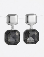 Smoke & Silver Square Drop Earrings