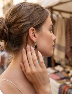 Smoke & Silver Square Drop Earrings