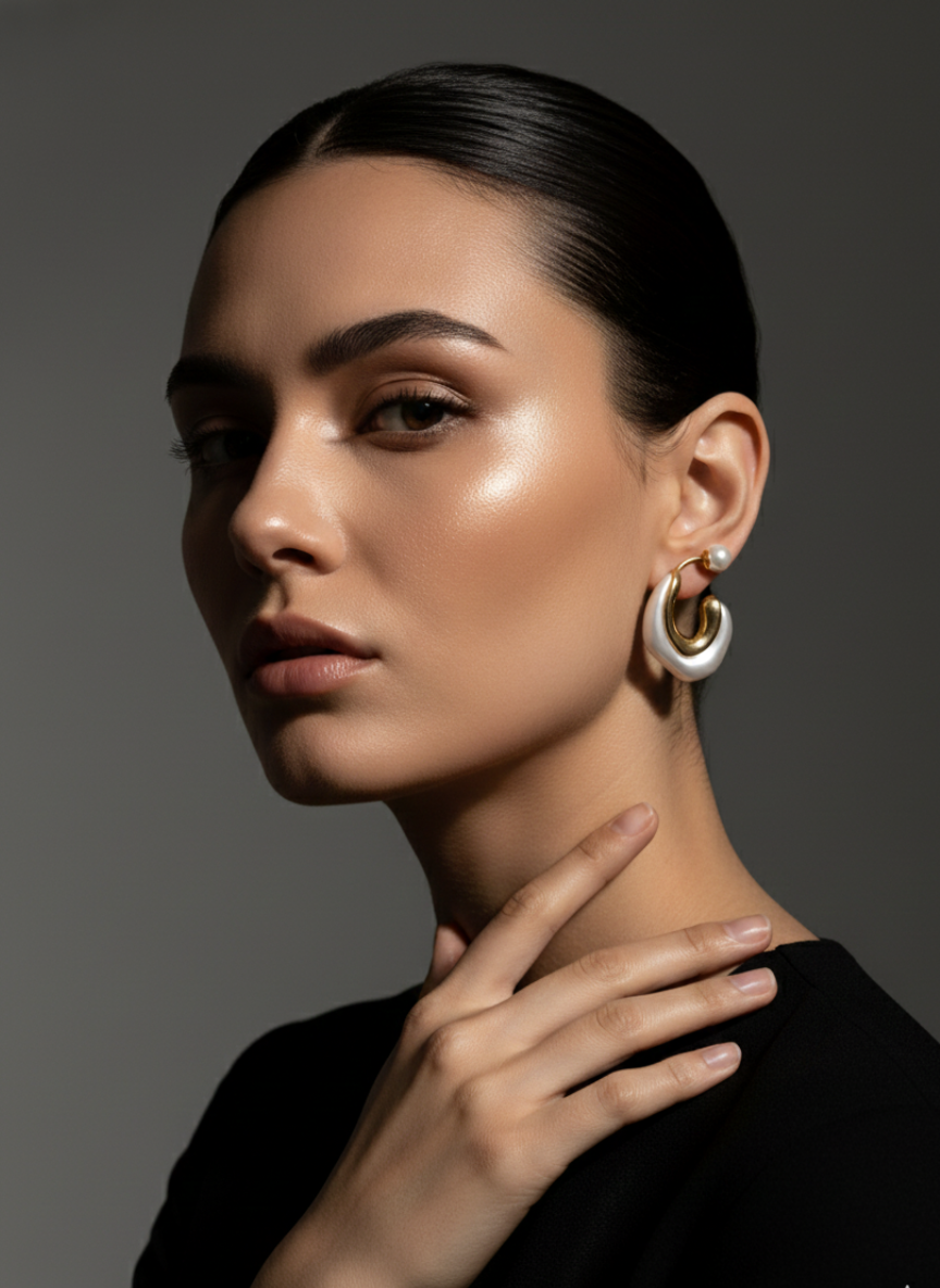 Weird Shape Cream Earrings