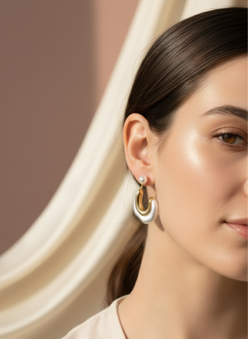 Weird Shape Cream Earrings
