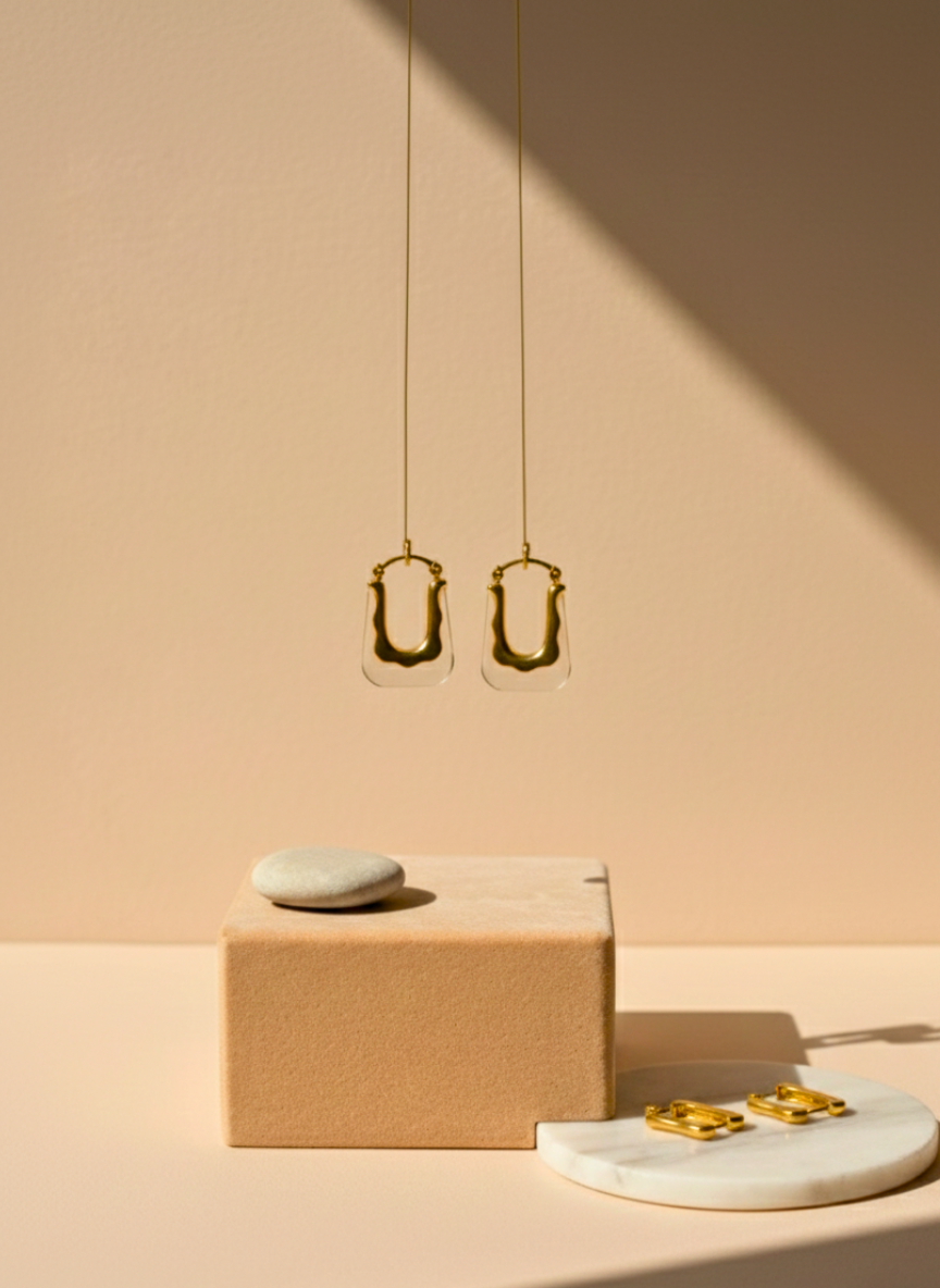 Clear Sculpted Hoop Earrings