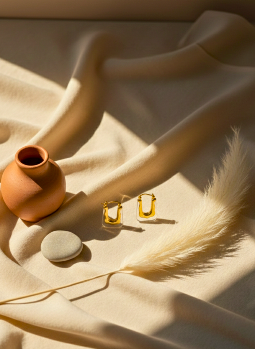 Clear Sculpted Hoop Earrings