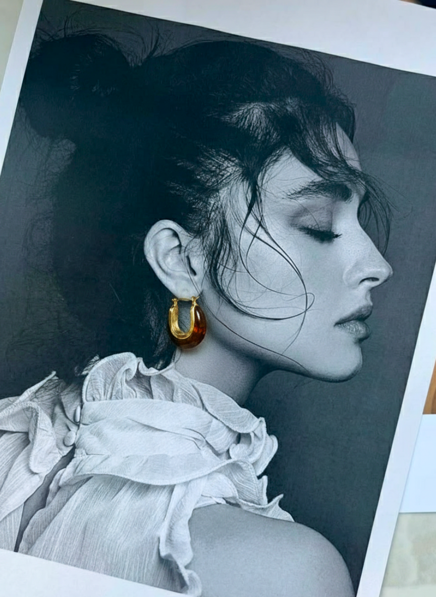 Amber Gold Resin Hoops