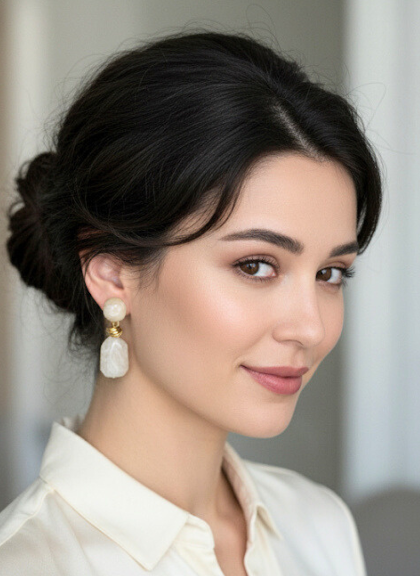 Small Drop Beige Earrings