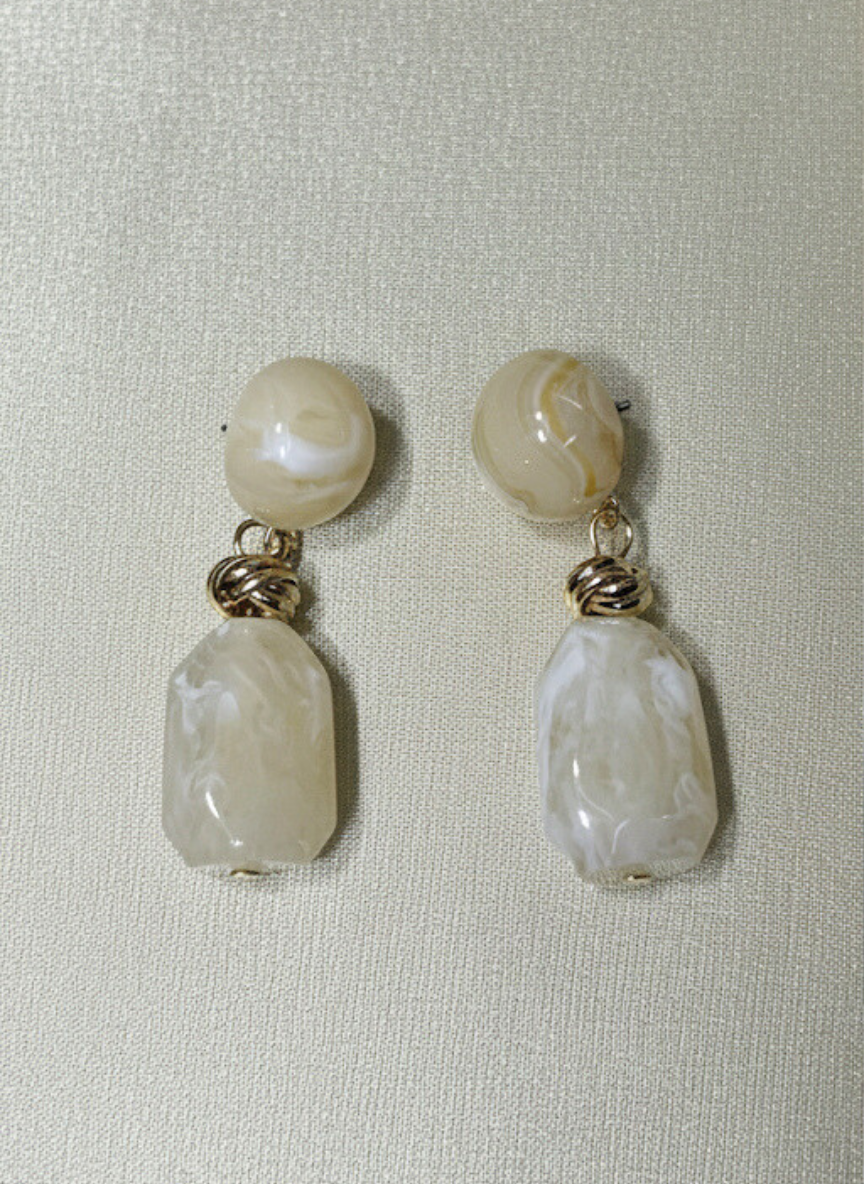 Small Drop Beige Earrings