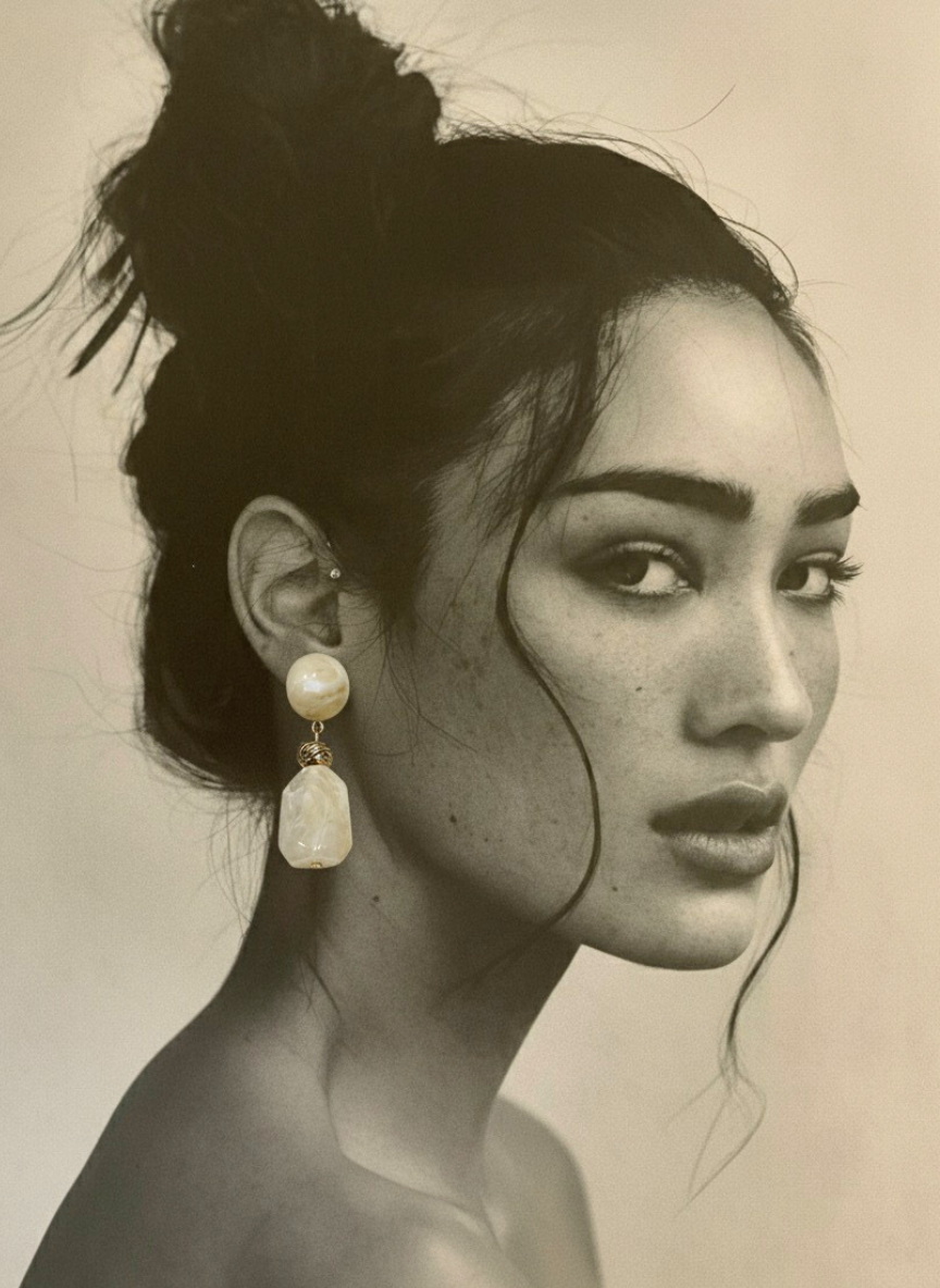 Small Drop Beige Earrings