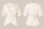 White top with a knot detail on a beige background