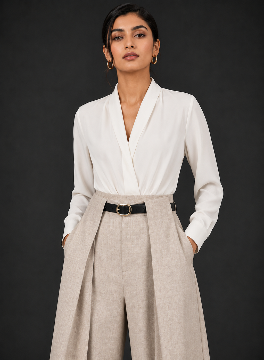 Sandstone Tailored Palazzo Pants