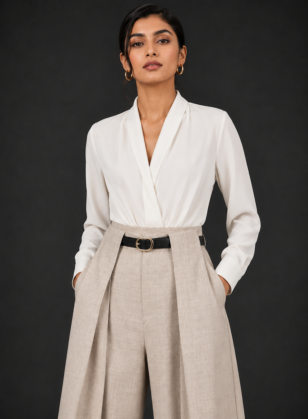 Sandstone Tailored Palazzo Pants