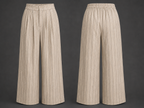 Pair of beige pleated pants on a dark gray background
