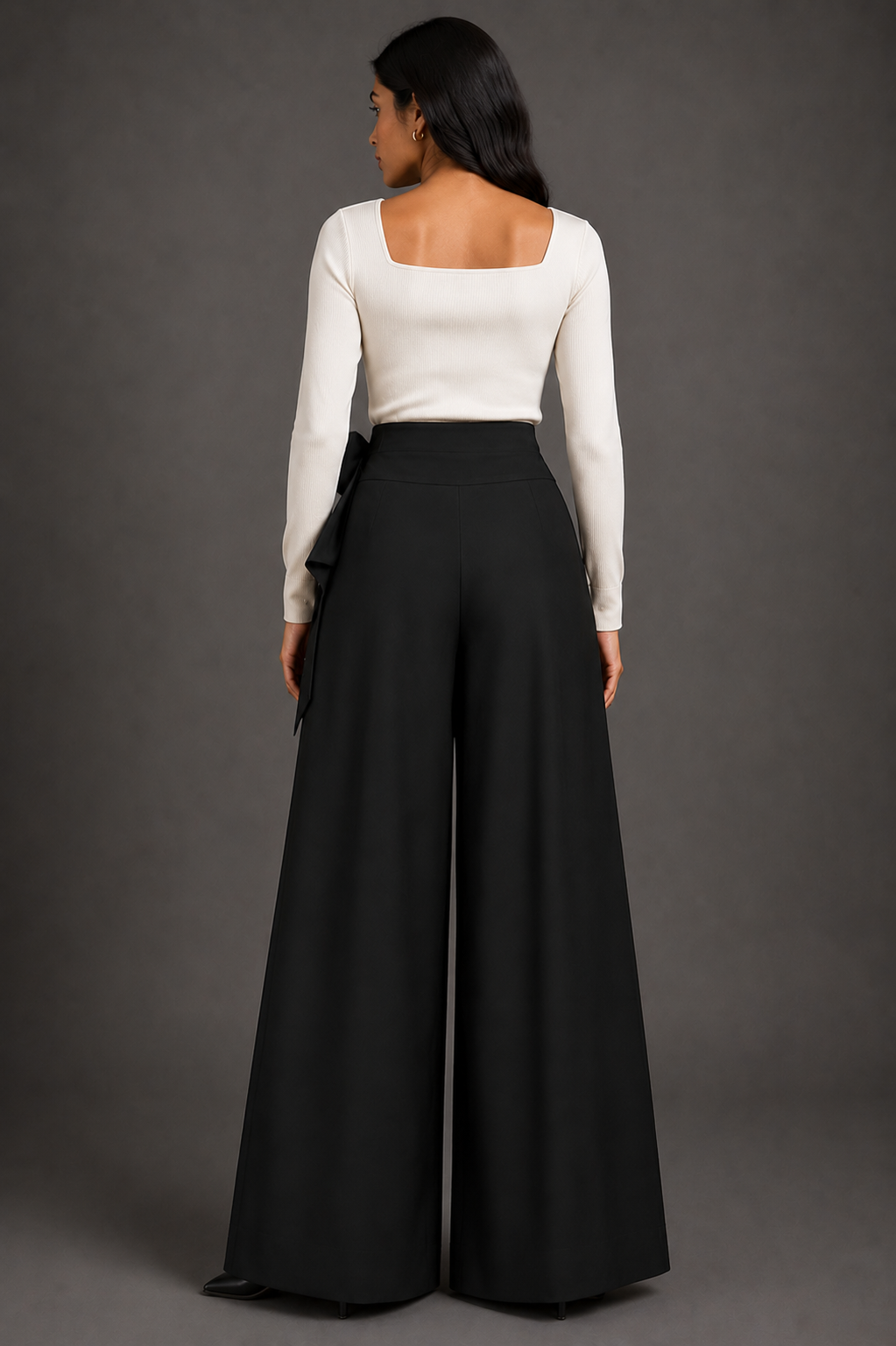 Midnight Grace Bow Palazzo Pants