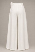 Ivory Grace Bow Palazzo Pants