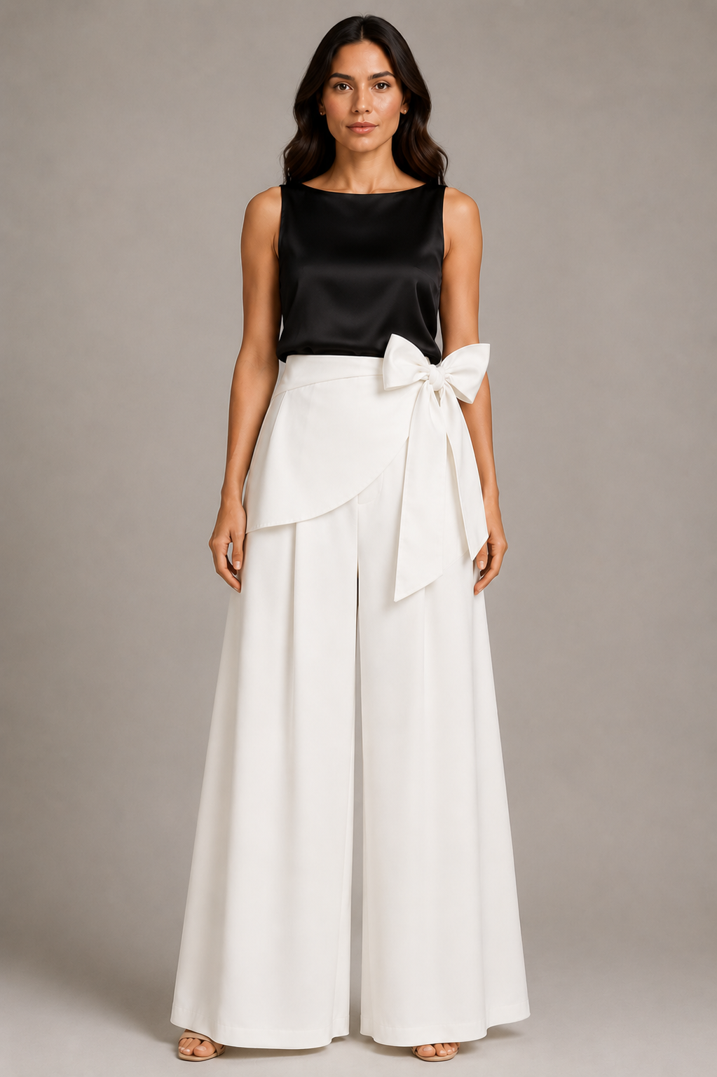 Ivory Grace Bow Palazzo Pants