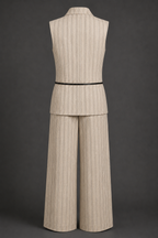 Sandstone Pinstripe Power Set - Women's Sand Suit