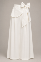 Ivory Grace Bow Palazzo Pants