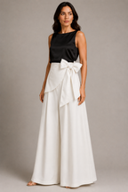 Ivory Grace Bow Palazzo Pants