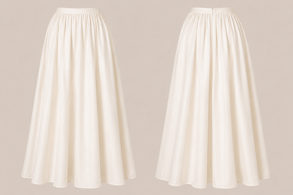 Two white skirts on a beige background
