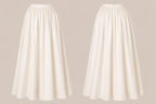 Two white skirts on a beige background