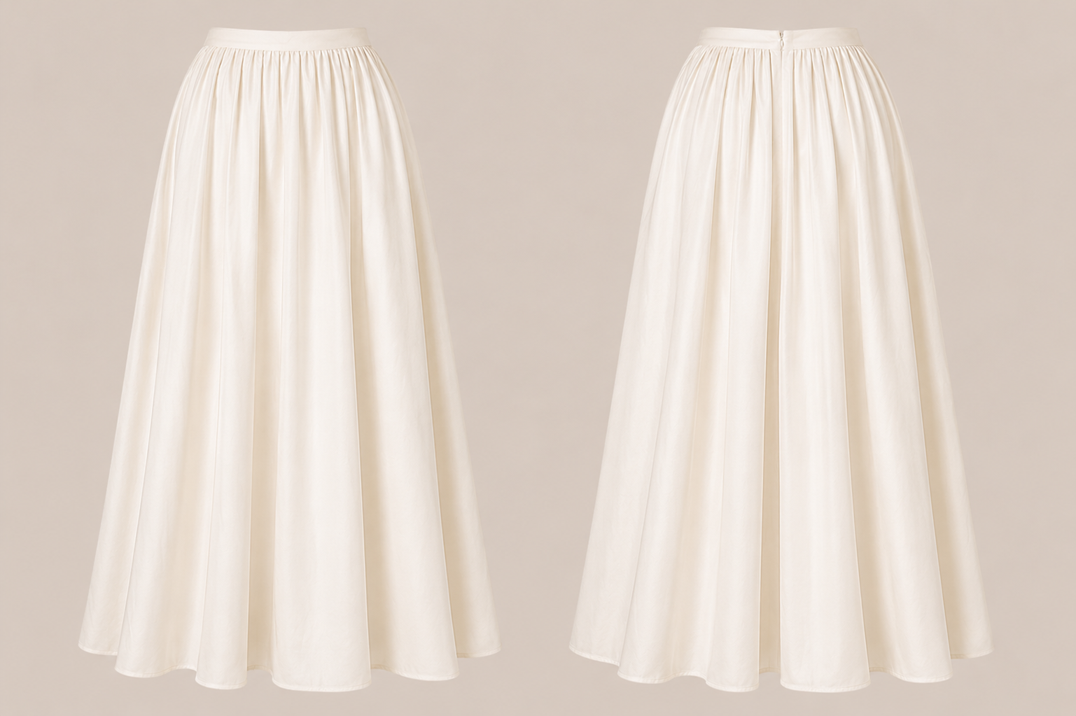 Two white skirts on a beige background