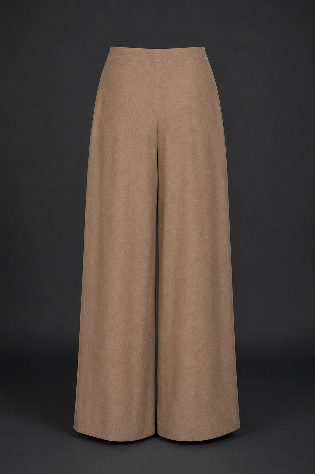 Beige wide-leg pants on a black background