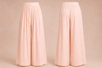 Two pink wide-leg pants on a beige background