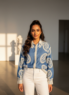 Azure Bloom Embroidered Top