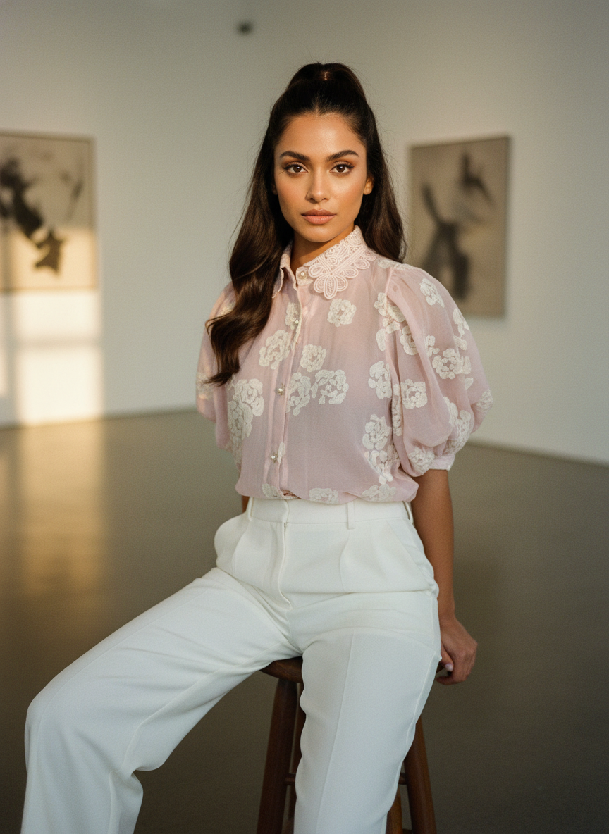 Blush Bloom Embroidered Top