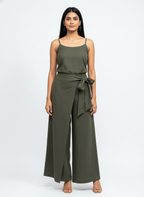 Olive Linen Tie-Front Pants