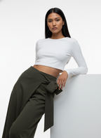 Olive Linen Tie-Front Pants