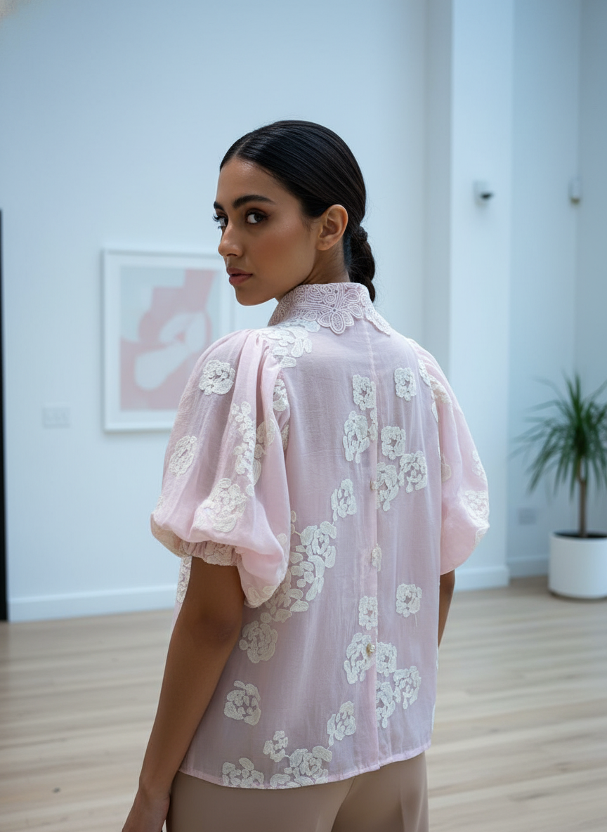 Blush Bloom Embroidered Top
