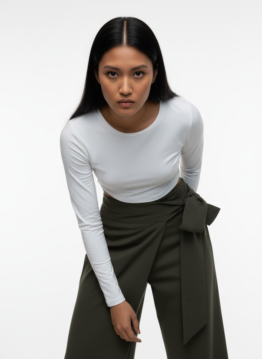 Olive Linen Tie-Front Pants