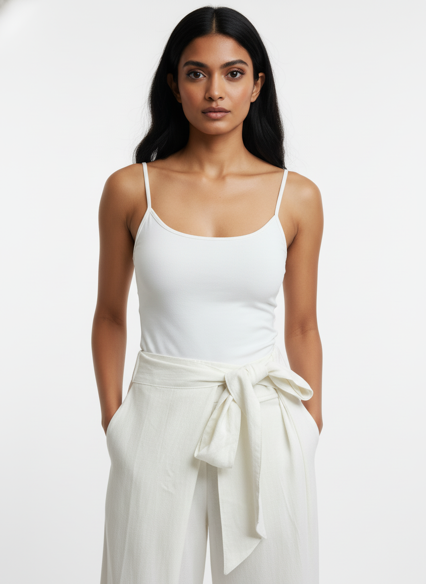 White Linen Tie-Front Pants