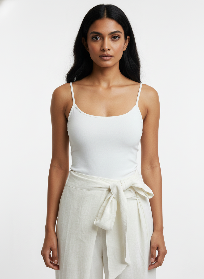 White Linen Tie-Front Pants